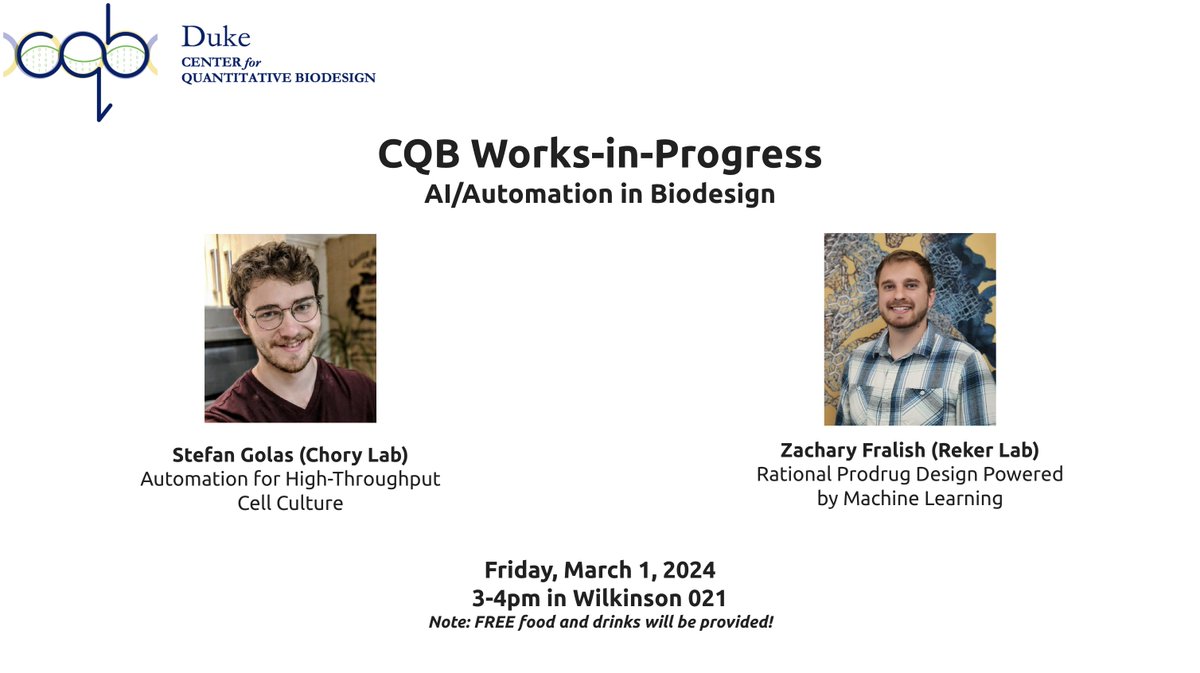 Join us this Friday, March 1st, from 3-4pm in Wilkinson 021 for our student-/postdoc-led seminar series on AI/Automation in Biodesign!