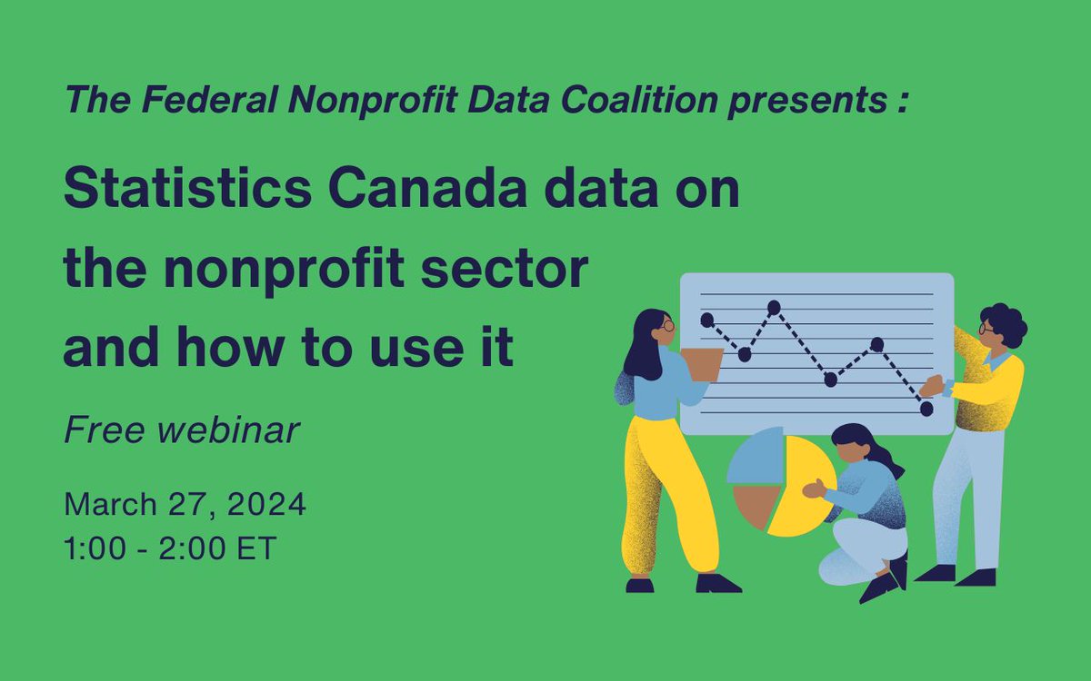 Want to use data about the sector, but not sure where to start? One key part of the sector’s data landscape is Statistics Canada data. Join the Federal Nonprofit Data Coalition for a free webinar on March 27 to learn about the data &amp; how to use it. buff.ly/3TaUGfc