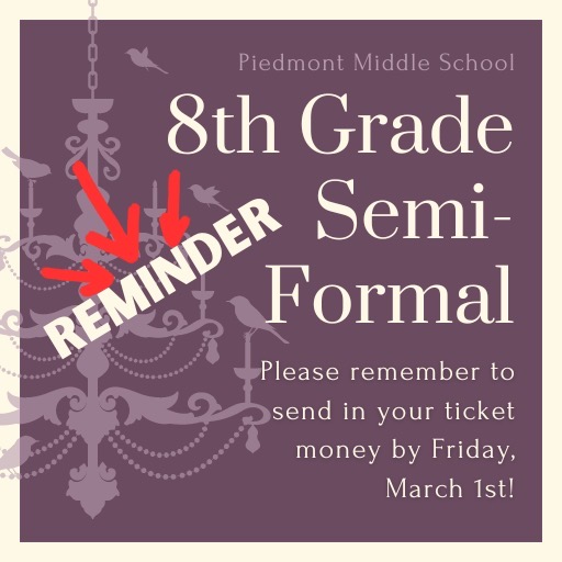 8th graders, don't forget to turn in your semi ticket money by FRIDAY! @aghoulihan @ucpsnc
