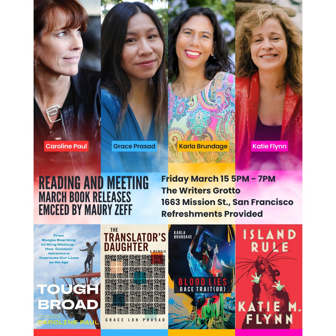 Our next Reading & Meeting is on March 15. Meet four stunning authors who'll read from their latest books.