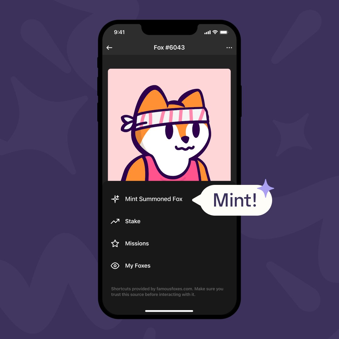 A new shortcut just dropped for <a href="/FamousFoxFed/">Famous Fox Federation 🦊🟠</a> holders 🦊🟠

Mint Summoned Foxes tomorrow right from Phantom.