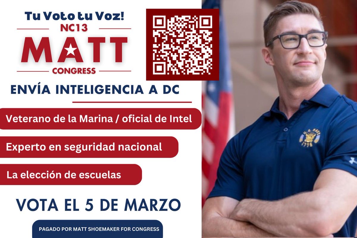 Jaimearellanoe1's tweet image. I invite all the Hispanic community to vote for Matt, let’s have some one that’s is young but with a lot of experience in Intelligence.