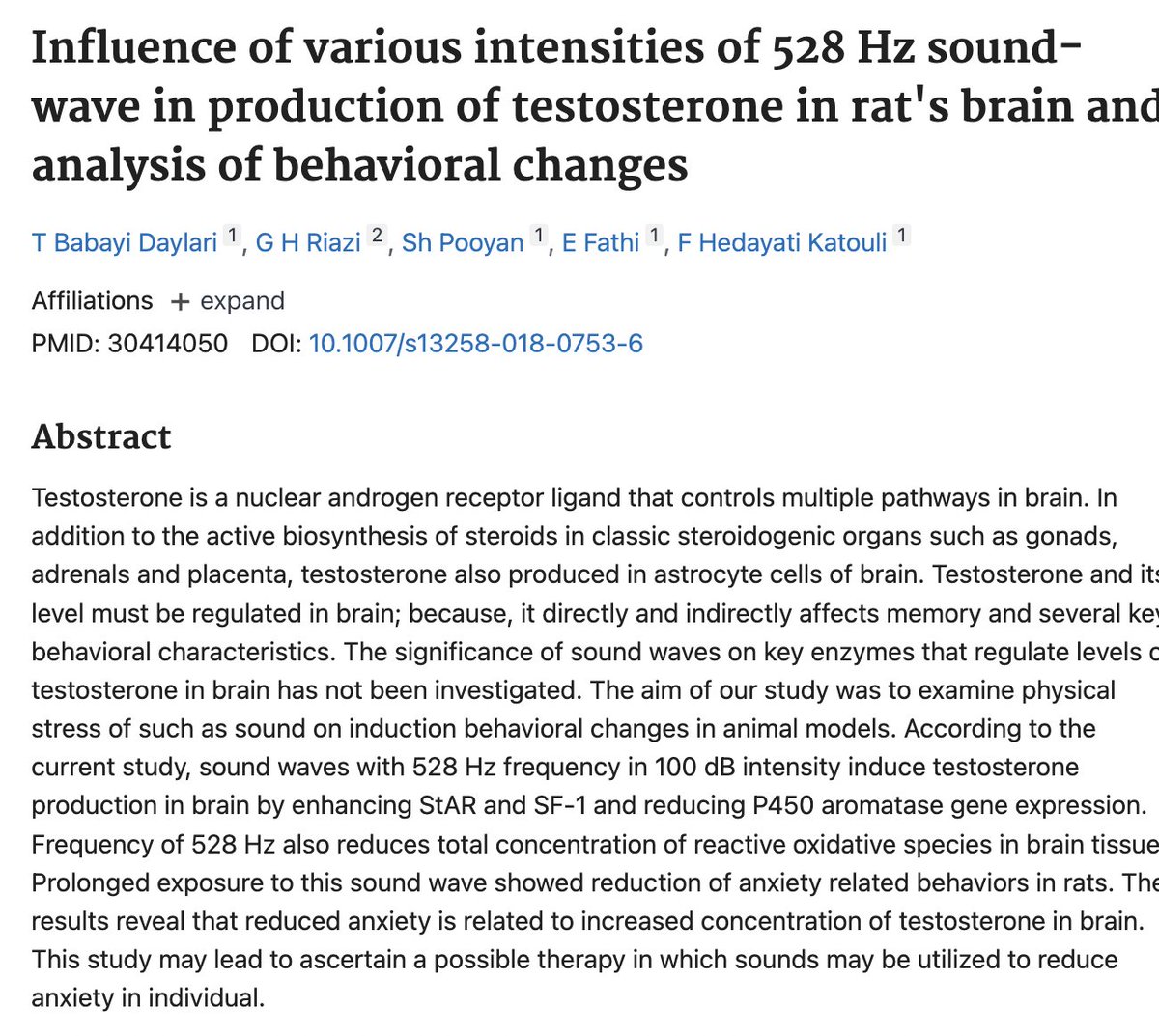 Just 5 minutes of listening to 528hz music significantly reduces stress Other studies show that 528hz boosts testosterone production and lowers reactive oxygen species in the brain Sound is an incredibly potent way to change your health