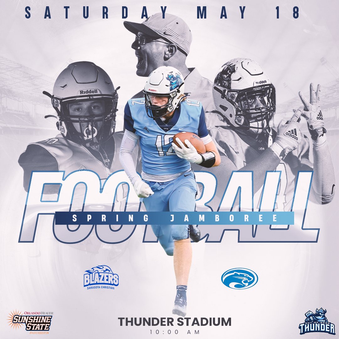 Spring Football Jamboree is SET! 🔒⚡️

Saturday, May 18 at 10am 
<a href="/CanterburyFB/">Canterbury High School Football</a> <a href="/SSAAFootball/">SSAA Football</a> <a href="/SRQBlazers/">SCS Blazer Athletics</a> <a href="/oda_athletics/">oda_athletics</a> <a href="/coachHollway/">Rob Hollway</a>