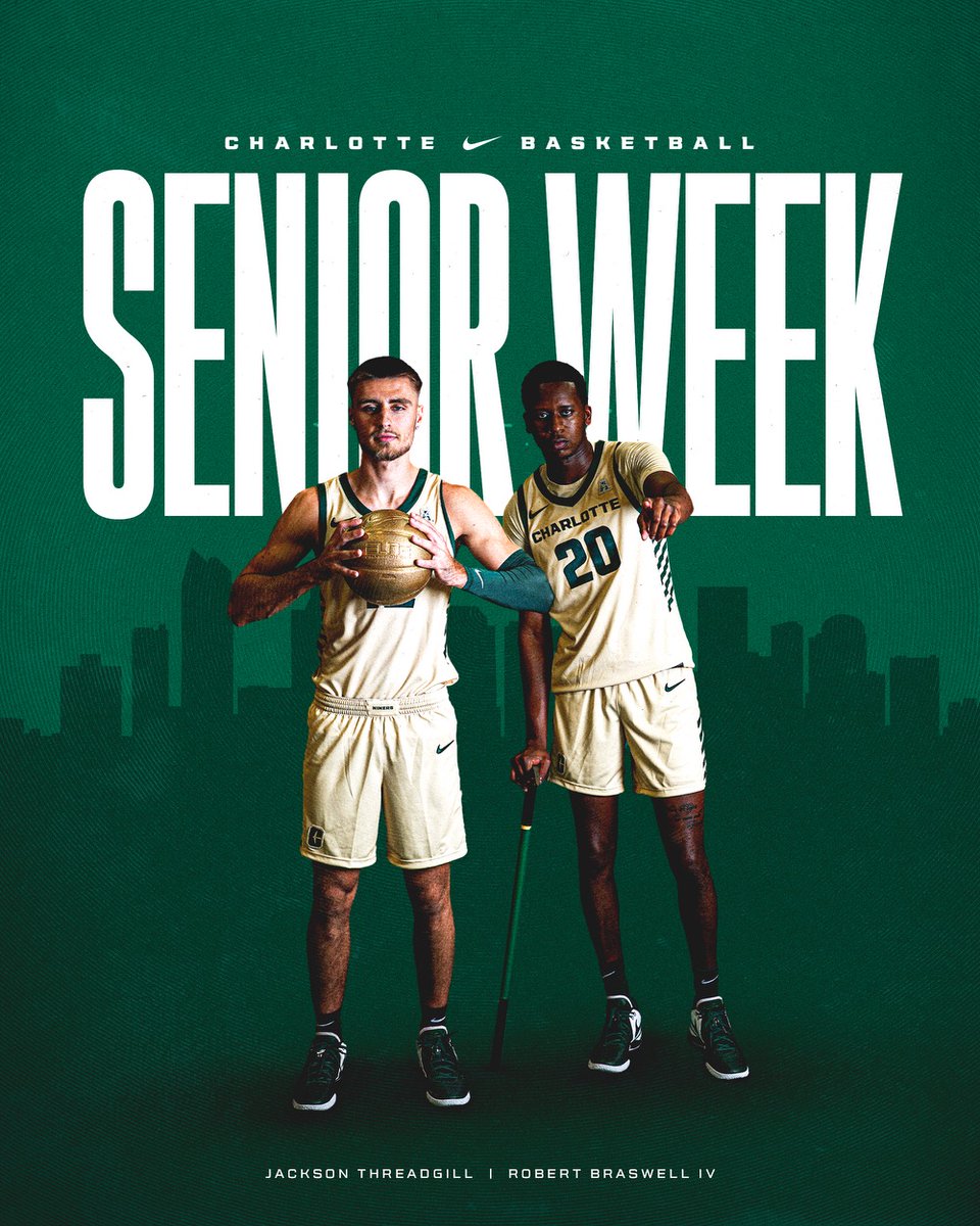 All this week, we are honoring two seniors who have given their all to Charlotte Basketball ‼️ This week is very near and dear to us 💚💛 Niner Nation help us celebrate them by coming out this Saturday for Senior Day versus #25 South Florida #jUSt | #GoldStandard⛏