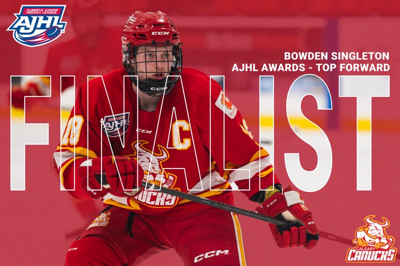 Congratulations to our Captain Bowden Singleton on being named as a Top Forward Award Finalist! #AlbertaBuilt #NucksPride #AJHLAwards #AJHL