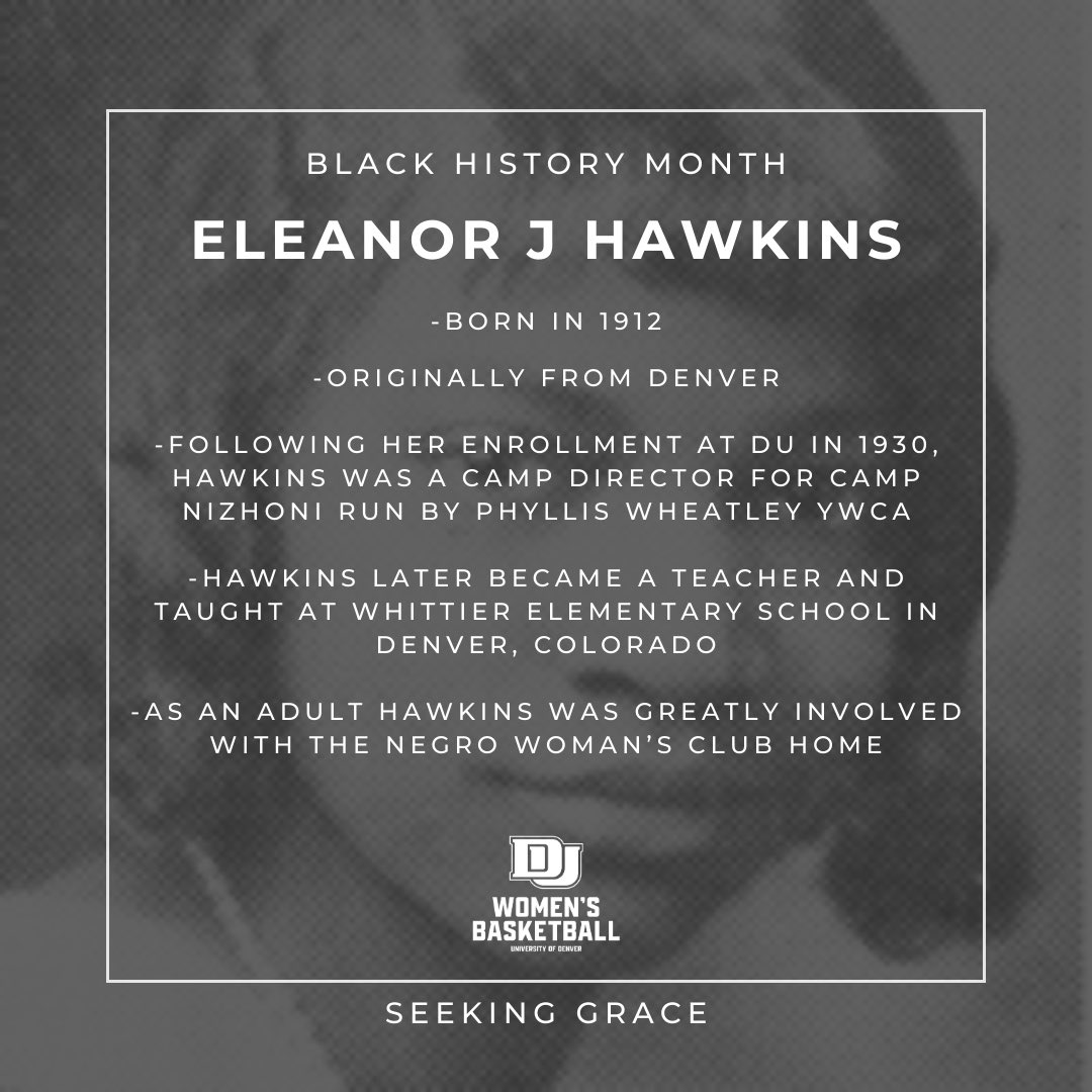 Denver Women's Hoops (@du_whoops) on Twitter photo Next Upโฆ Eleanor J Hawkins, 1930
Celebrated by <a href="/laii923/">Alaisha Brown</a> & <a href="/jordanjoness32/">jordan jones</a>
#BHM | #Progress Next Upโฆ Eleanor J Hawkins, 1930
Celebrated by <a href="/laii923/">Alaisha Brown</a> & <a href="/jordanjoness32/">jordan jones</a>
#BHM | #Progress