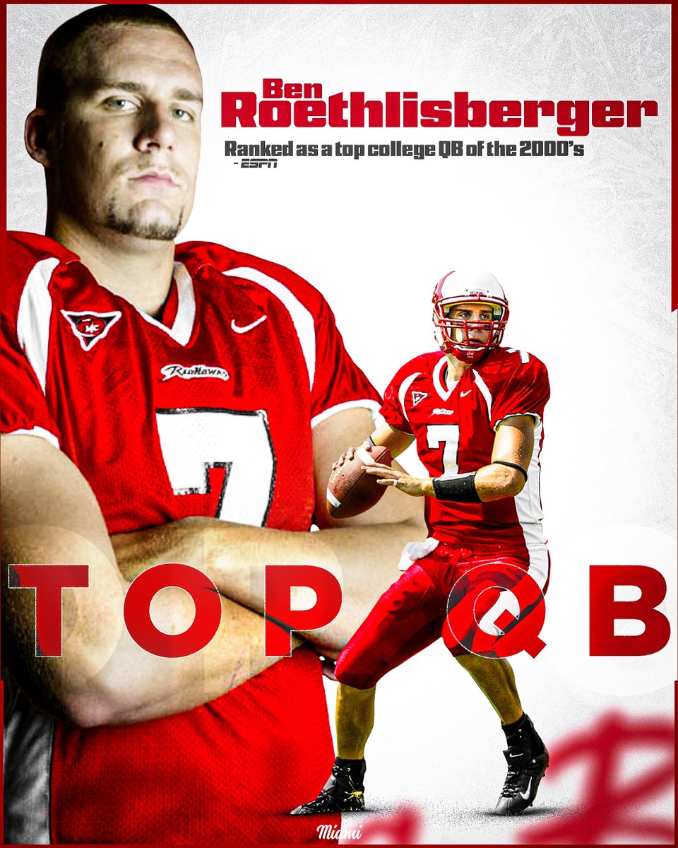 MiamiOHFootball's tweet photo. ESPN ranked Ben Roethlisberger as a top College QB of the 2000's‼️

The highest rank of any MAC Player

#RiseUpRedHawks | 🎓🏆 https://t.co/SjEa4Vok7B