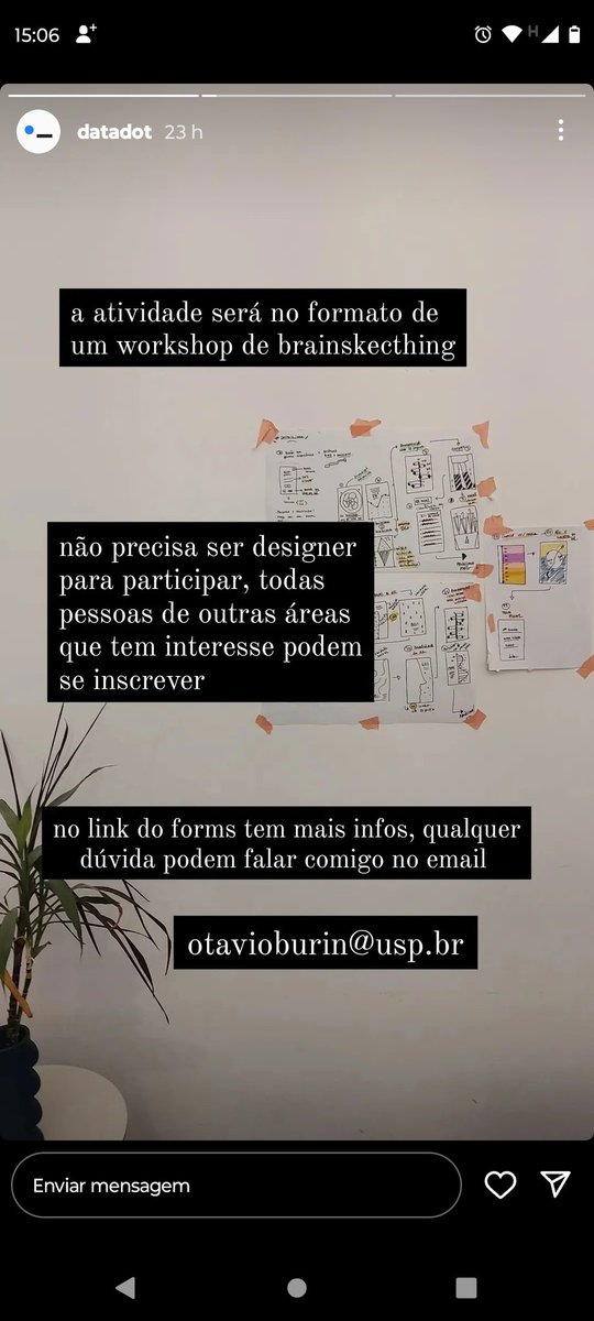 Pessoal o Otávio Burin do Estúdio Datadot está precisando de voluntários para uma pesquisa de mestrado que busca investigar a atuação de equipes interdisciplinares no desenvolvimento de projetos de infovis.

Quem se interessar em participar: docs.google.com/forms/d/e/1FAI…