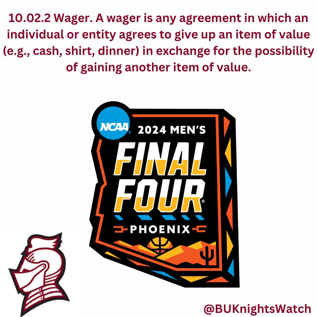 With March Madness right around the corner, reminder it is impermissible to wager anything of value on the tournament.
