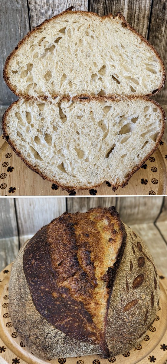 It really does amaze me how tough sourdough starters really are, I haven't made sourdough in about a month, I fed this 3 times in two days and produced this sourdough bread ,lovely light crumb as well 🙂 @Rob_C_Allen @thebakingnanna1 @marybethxx6 #twitterbakealong @carrs_flour