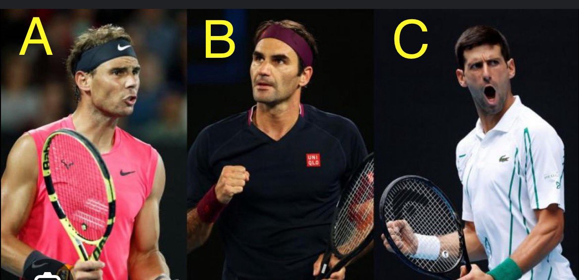 Of The Big Three who is the your favourite? And who is the Greatest? A , B or C  #ATP #Tennis #wimbledon #frenchopen #AusOpen #UsOpen 🎾