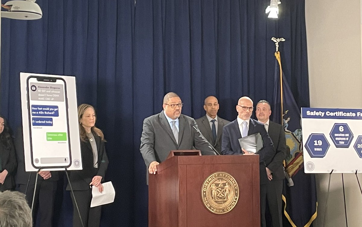 “With our partners at DOI and DOB, we are determined to root out fraud, especially when it puts New Yorkers at risk. We will not let harm come to workers because companies want to turn a quick profit.” – D.A. Bragg.