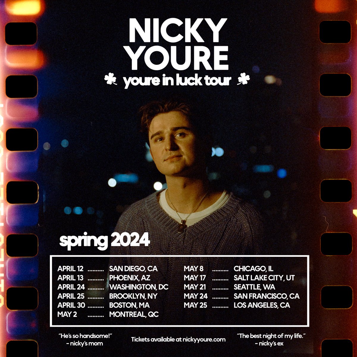 Youre in luck! IM GOING ON MY FIRST HEADLINE TOUR and you’re invited. GET YOUR TICKETS TOMORROW AT 10 AM YOUR TIME

Link in my bio for more info and to rsvp

see you there🍀