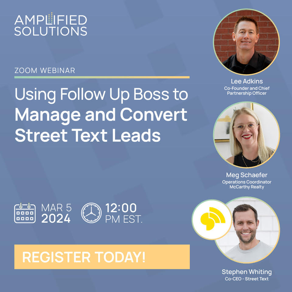 🚨 Join us Tuesday for a free webinar on Using FUB to Manage and Convert Street Text Leads! Use this link to register to watch live or get the recording sent to your inbox! us02web.zoom.us/webinar/regist… 
#realestate #followupboss #streettext #leads