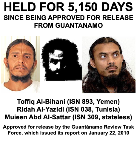 Held for 5,150 Days Since Being Approved for Release from #Guantanamo: Toffiq Al-Bihani and Two “Ghosts,” Ridah Al-Yazidi and Muieen Abd Al-Sattar - the latest shocking story in my series on the 16 men approved for release but still held andyworthington.co.uk/2024/02/28/hel…