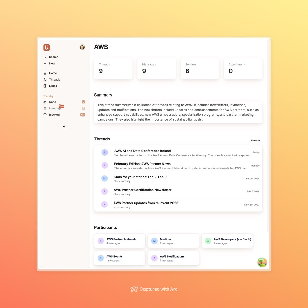 ** Introducing Strands for <a href="/useUnravel/">Unravel</a> **

Strands are groupings of emails, notes, and tasks that let you navigate your email like never before.

Unravel's AI reviews each item's content and creates Strands to give you a quick overview of your most important topics.

Everyone in