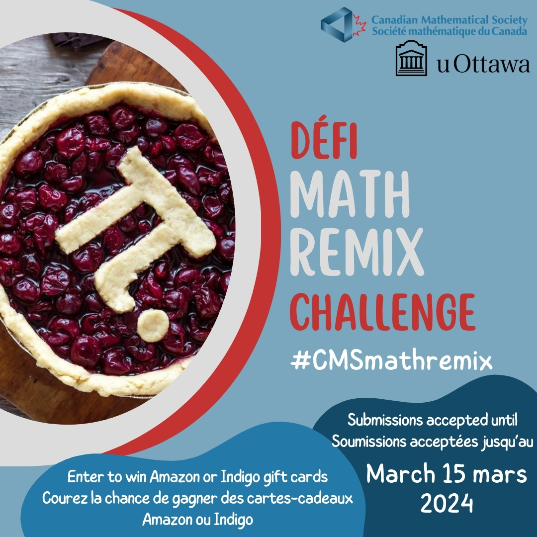 canmathsociety's tweet photo. 🏆CONTEST! Celebrate #InternationalMathDay by taking part in our online photo contest! See link in bio for more info
🏆CONCOURS! Célébrez la Journée internationale des maths en participant à notre concours de photos! Voir le lien dans notre bio pour plus d'infos
#CMSmathremix https://t.co/DAXxrQZK0E
