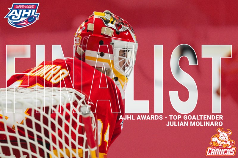 Congratulations to Julian Molinaro on being named as a Top Goaltender Award Finalist! #NucksPride #AJHLAwards #AJHL