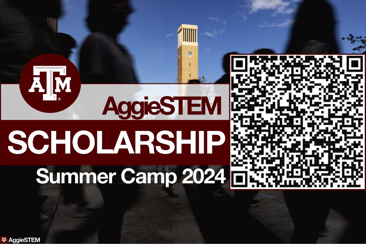 AggieSTEM's tweet photo. Apply for our AggieSTEM Summer Camp Scholarship WHILE THE FUNDS ARE AVAILABLE!! 
#stem #tamu #ASSC https://t.co/rMruTNnaAr