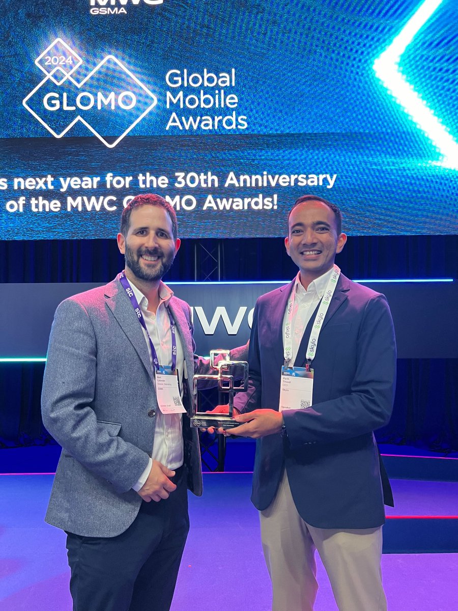🚀🌟 We Won! Skylo Technologies Takes Home the GLOMO for Best Non-Terrestrial Network Solution! 🌟🚀 It's time to pop the digital champagne! We're absolutely thrilled to announce this award, issued at the GLOMO Awards at #MWC2024! skylo.tech/newsroom/skylo… #GLOMO #NTN