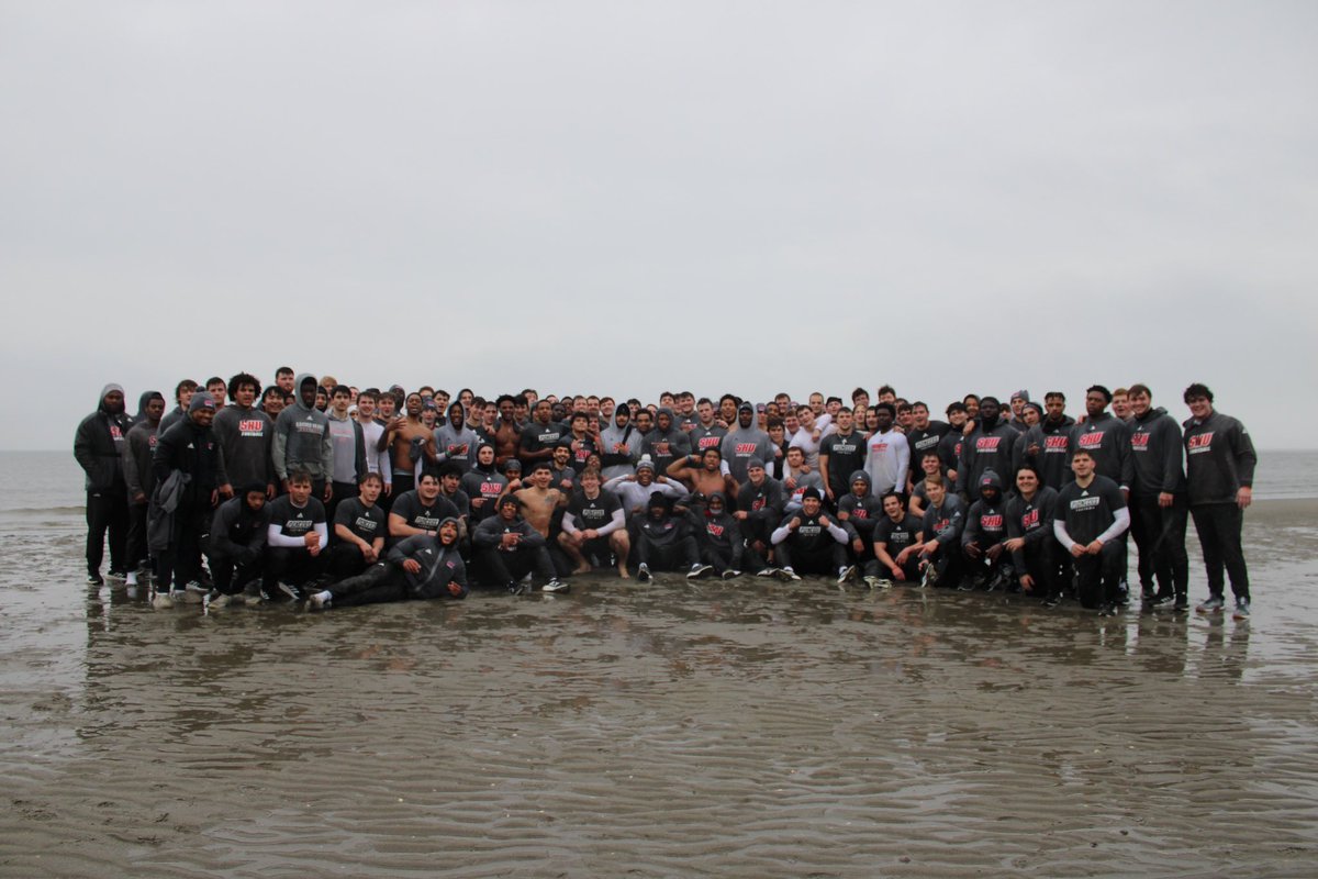 Could not be more proud of this group in the winter. SMFKC DEAL Beach Day. @SHU__Football