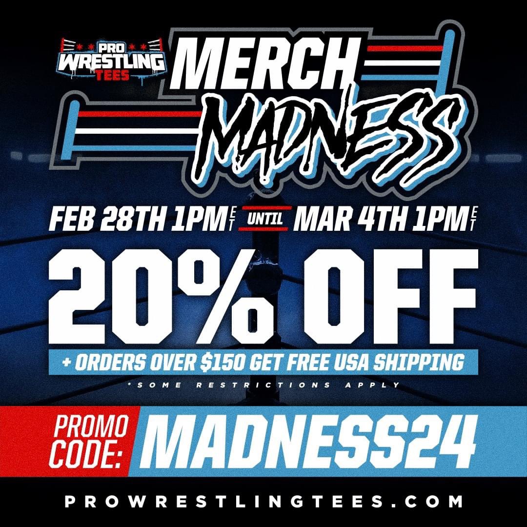 🎊Prowrestlingtees MERCH MADNESS SALE : #february 28th - #march 4th, 20% OFF , PROMO code :MADNESS24 ✨check out our PWT online store , show some #love ,give support & buy a tshirt 👕 🥶 prowrestlingtees.com/iamtheprovider 🙏 #marchmadness #sale #wednesday #supportindependentwrestling