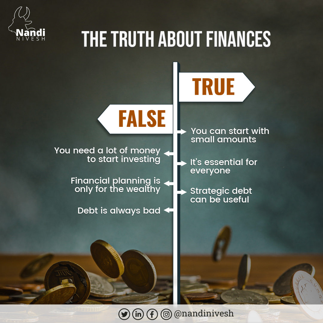 NandiNivesh's tweet photo. Unmasking financial beliefs: revealing truths and debunking myths in the world of investments. See through the illusions to find the path to financial freedom💰 https://t.co/wsQhtG38O4