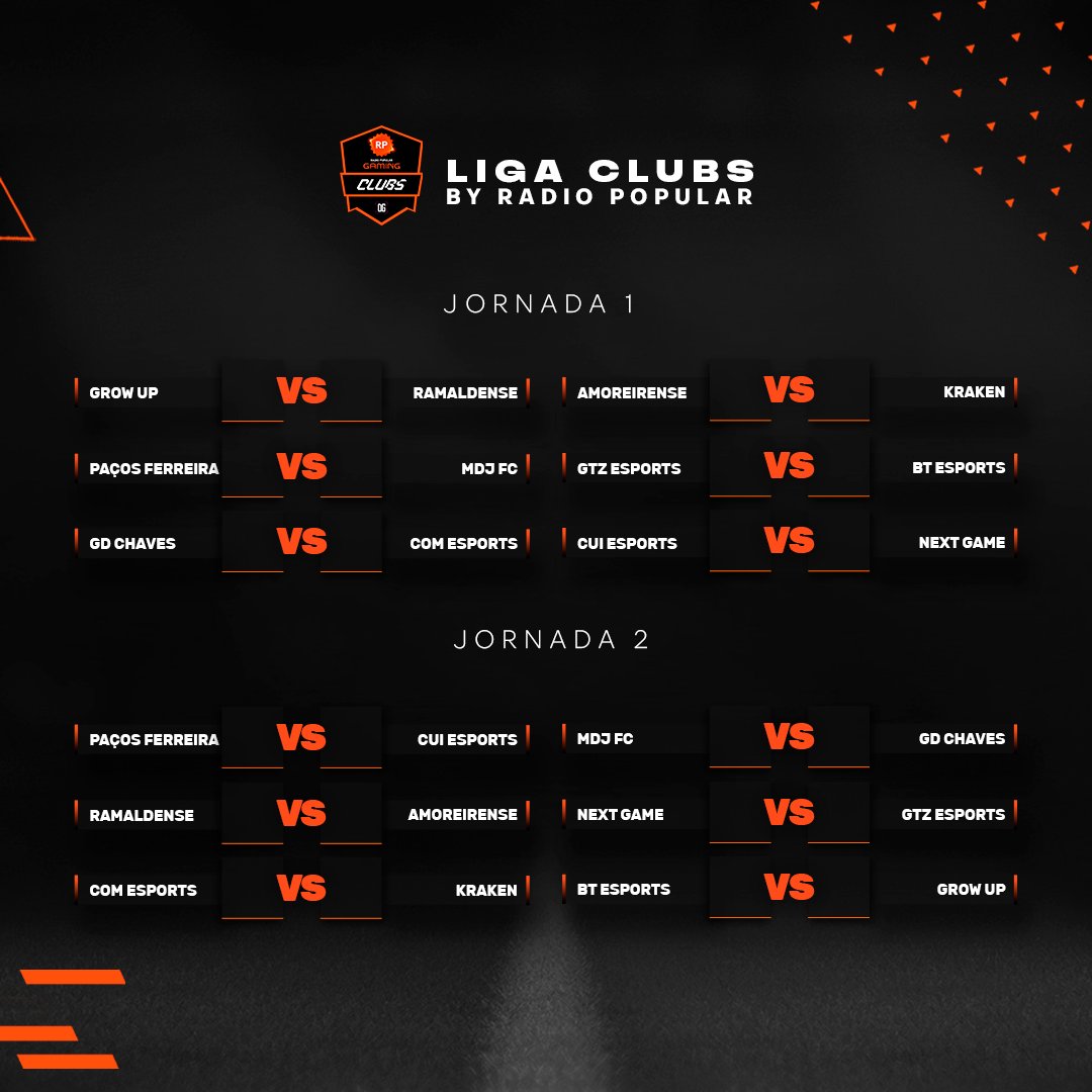 𝗢 𝗗𝗜𝗔 mais esperado chegou!🔥

A Liga Clubs by <a href="/radiopopularPT/">Radio Popular</a> está de volta para a 2ª Season!

E que belos jogos temos já esta semana 😋