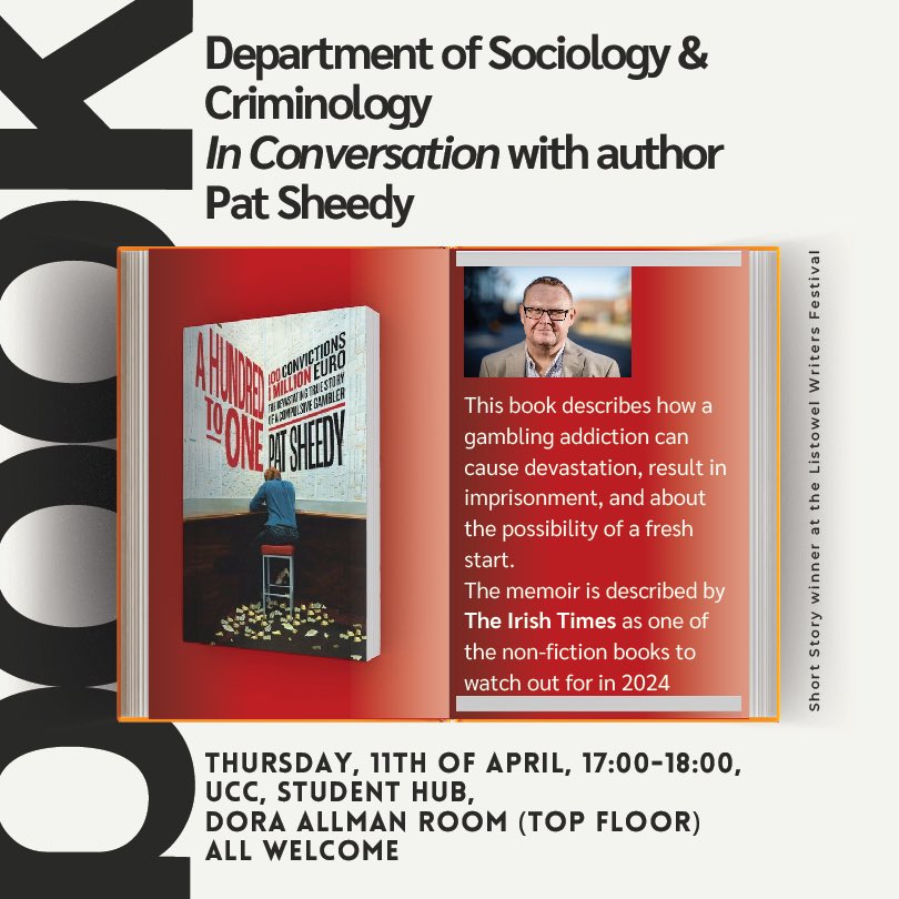 Big thanks to ⁦@kswirak⁩ and the team at ⁦@UCC⁩ for the opportunity to discuss my book, my addiction, my past and most importantly, my future. ⁦@Gill_Books⁩ @speirenua ⁦@FamilyRow⁩ ⁦@IrishPrisons⁩