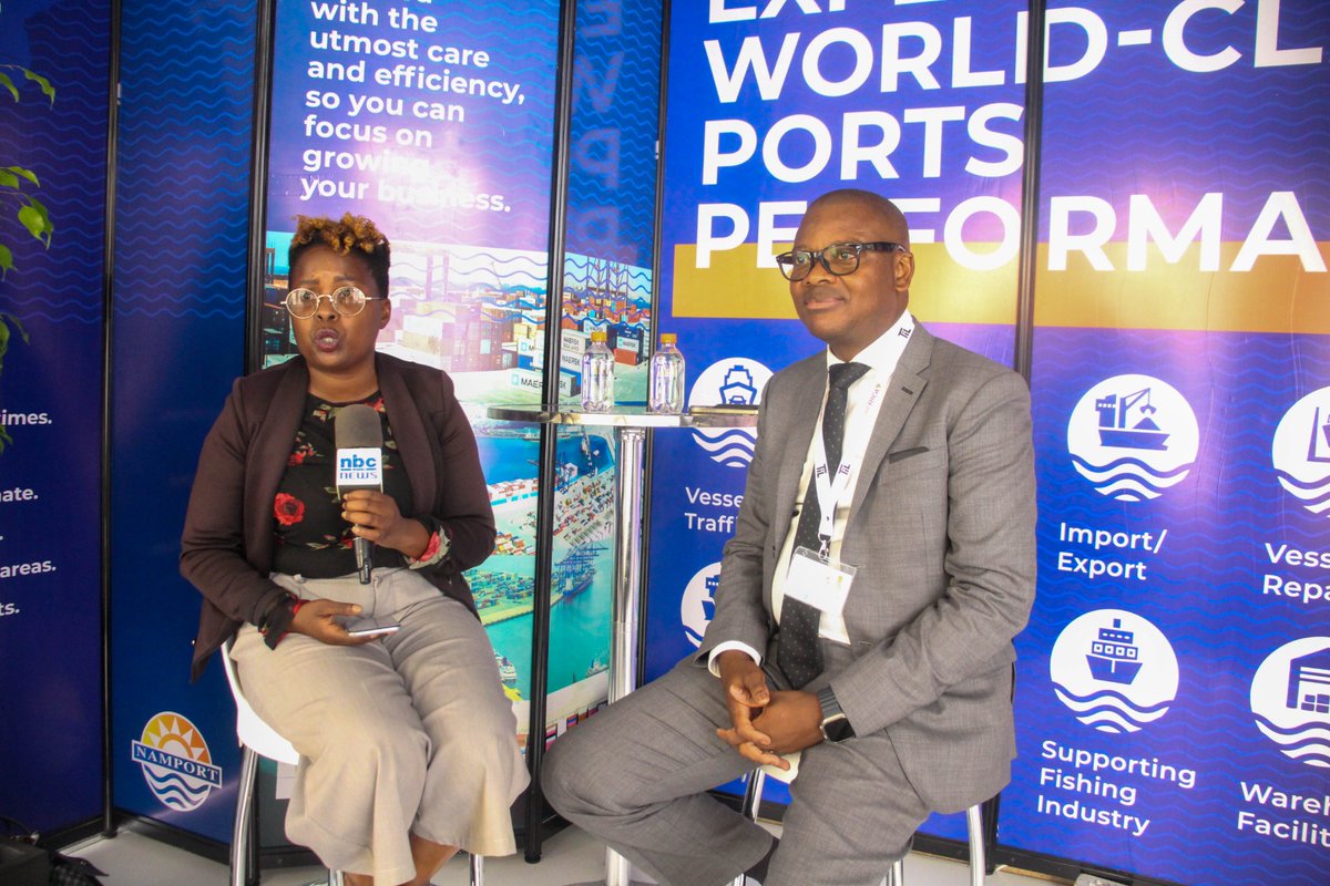 Governor Neville Andre welcomes Deputy Prime Minister John Mutorwa to the Intermodal Africa 2024 conference in picturesque Swakopmund. Together, they engage in discussions shaping the future of logistics and transportation.