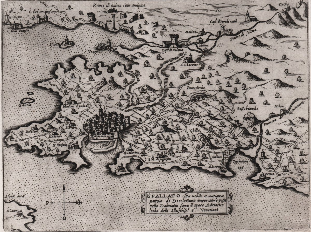 Pillandia's tweet image. «SPALATTO citta nobile et antiqua patria di Diocletiano imperatore posta nella Dalmatia sopra il mare Adriatico locho delli Illustriss.i S.ri Venetiani» 
Autore: Giovanni Francesco Camocio. 
Stampata nell&apos;anno 1570 a Venezia.   

#Spalato #Split #Dalmatia