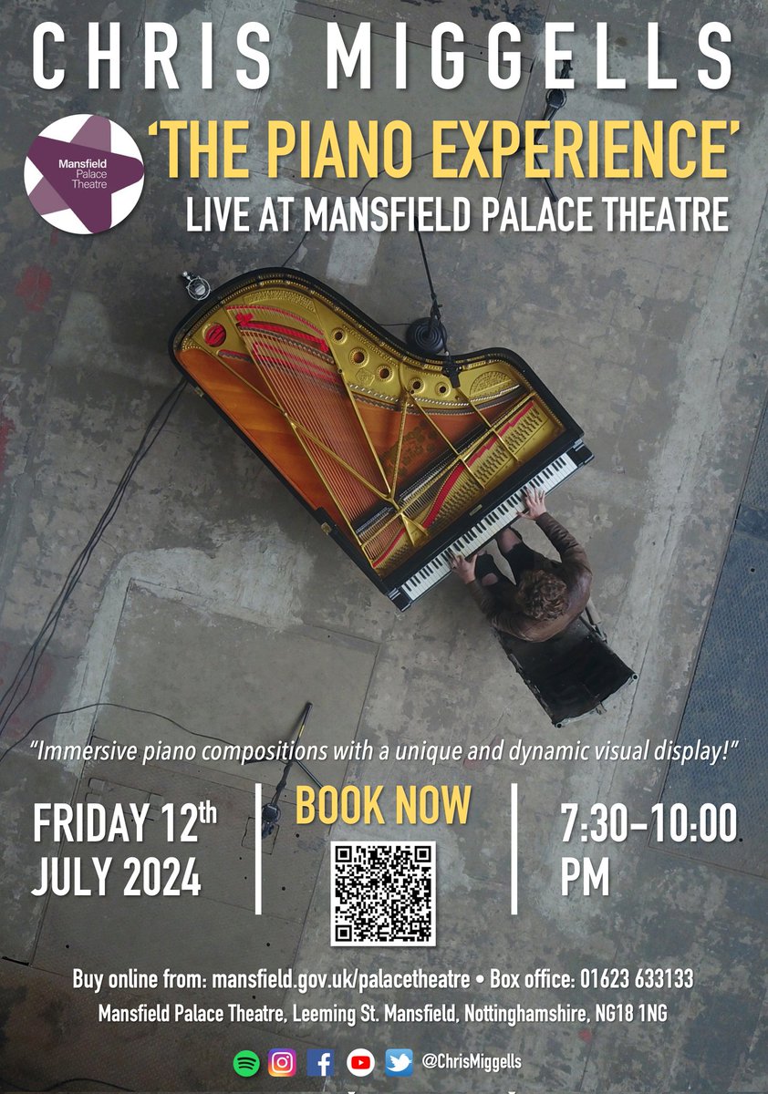 🎉 Concert Announcement! 🎹 I'll be performing live at the @MansfieldPalace Theatre on Friday 12th July 2024 🌟
🎟️ Tickets are on sale now - be quick - front row seats have almost sold out 🤯

For all ticketing enquiries:
✉️ palacetheatreboxoffice@mansfield.gov.uk
📞 01623 463133