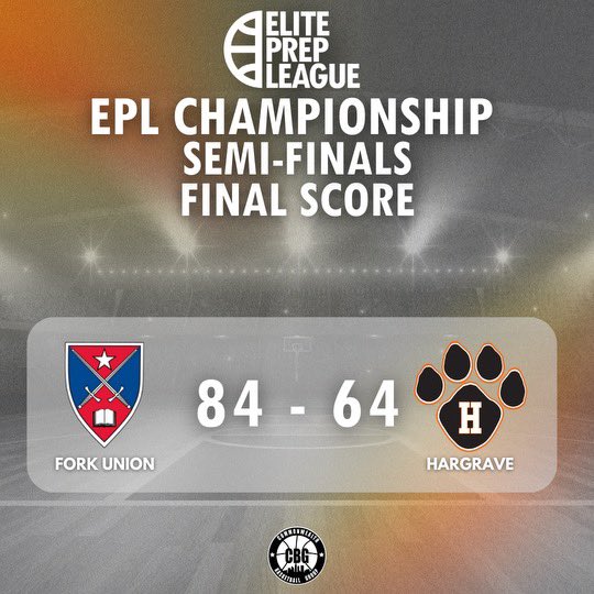 Final in the @ElitePrepLeague semifinals @FUMAPGbball Michael Wilson - 21P, 8R Jaden Johnson - 21P, 6A DeSean Goode - 20P, 7R @HargravePGHoops Khalil Williams - 18P, 6R Nathan Savage - 12P, 5A