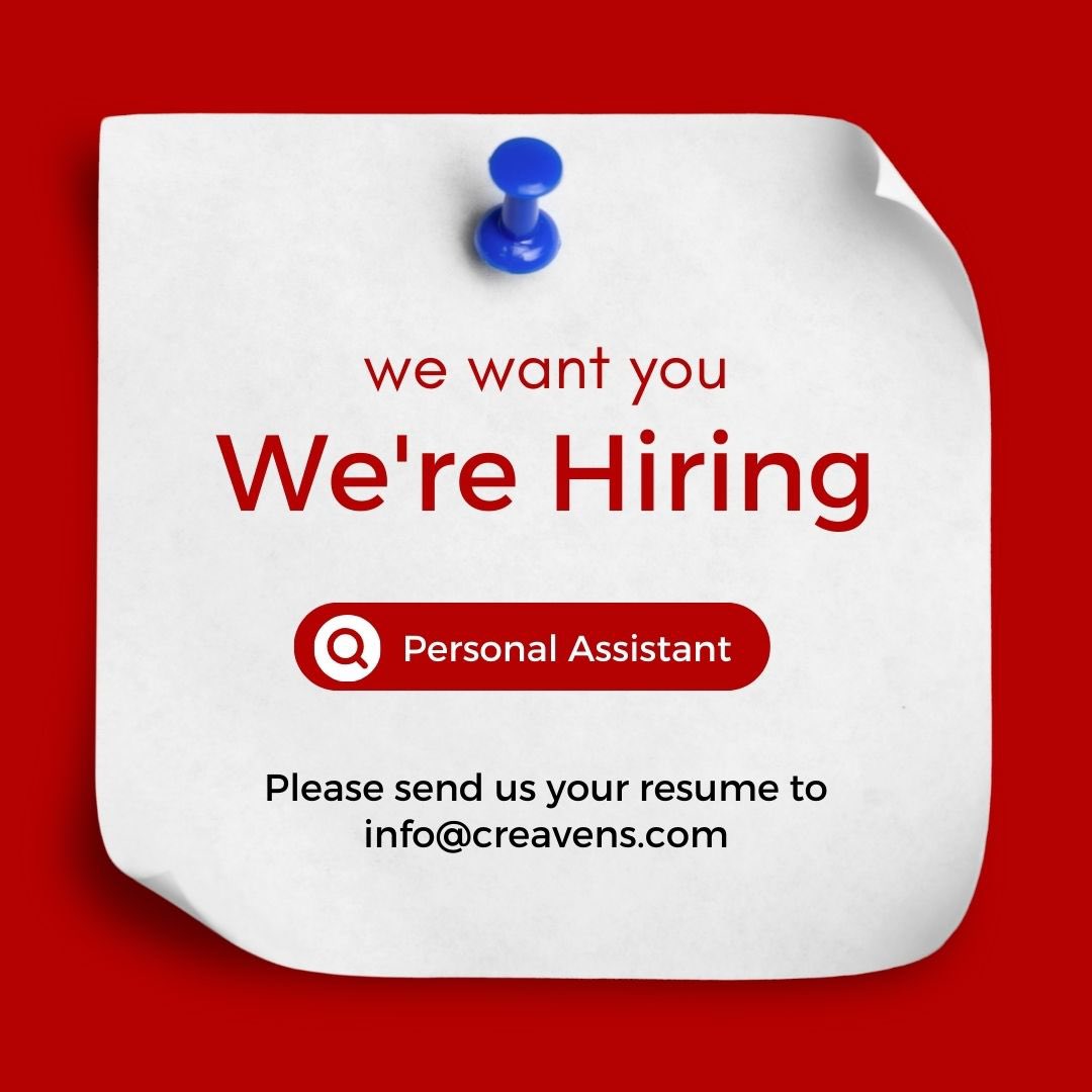 Hiring: Personal Assistant Salary: 150k/month. Location: Lagos (Remote) •Minimum 30hrs/week. Must be good with: - written and spoken English - research and documentation Previous experience working as an assistant would be great. Send CV to: info@creavens.com