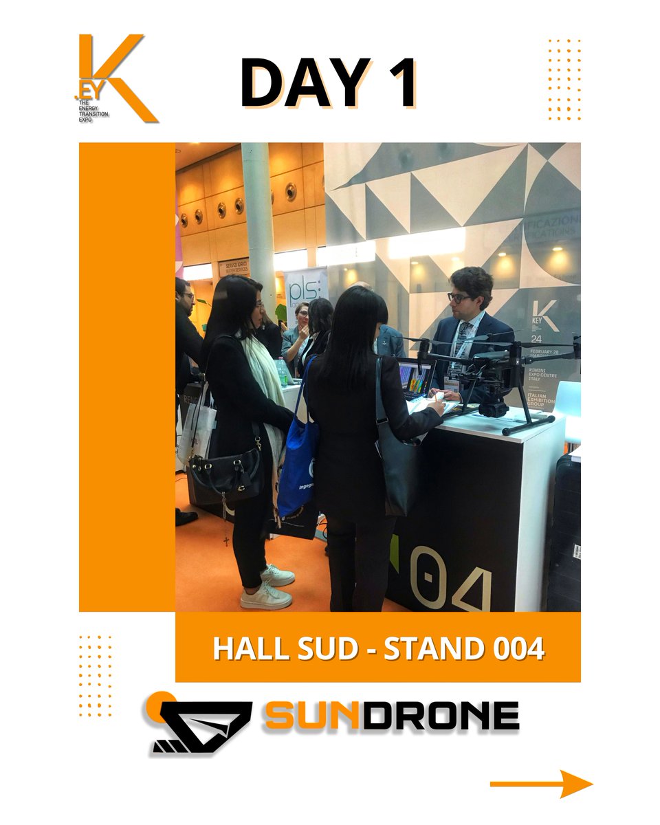 SundroneItalia's tweet photo. Grazie a tutti coloro che hanno reso questa giornata speciale! 
Vi aspettiamo domani (HALL SUD - STAND 004) per una nuova giornata ricca di ispirazione e opportunità! 

#keyenergy2024 #fotovoltaico #pannellisolari #ispezioniaeree #IspezioniTermografiche #dji #sostenibilità https://t.co/GHX5atgXlR