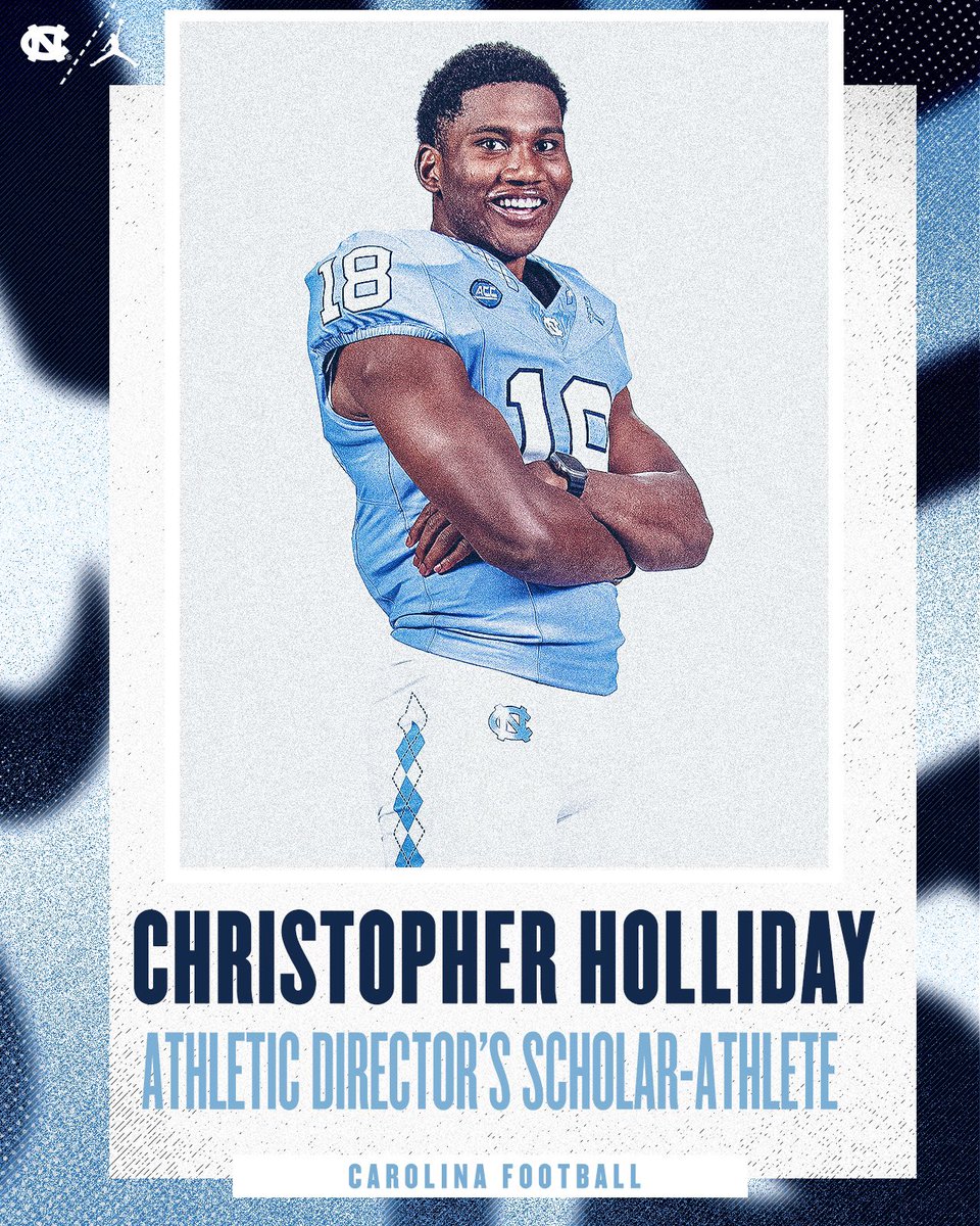 Congrats to Christopher Holliday on being named an AD Scholar-Athlete 📚 #CarolinaFootball 🏈 #UNCommon