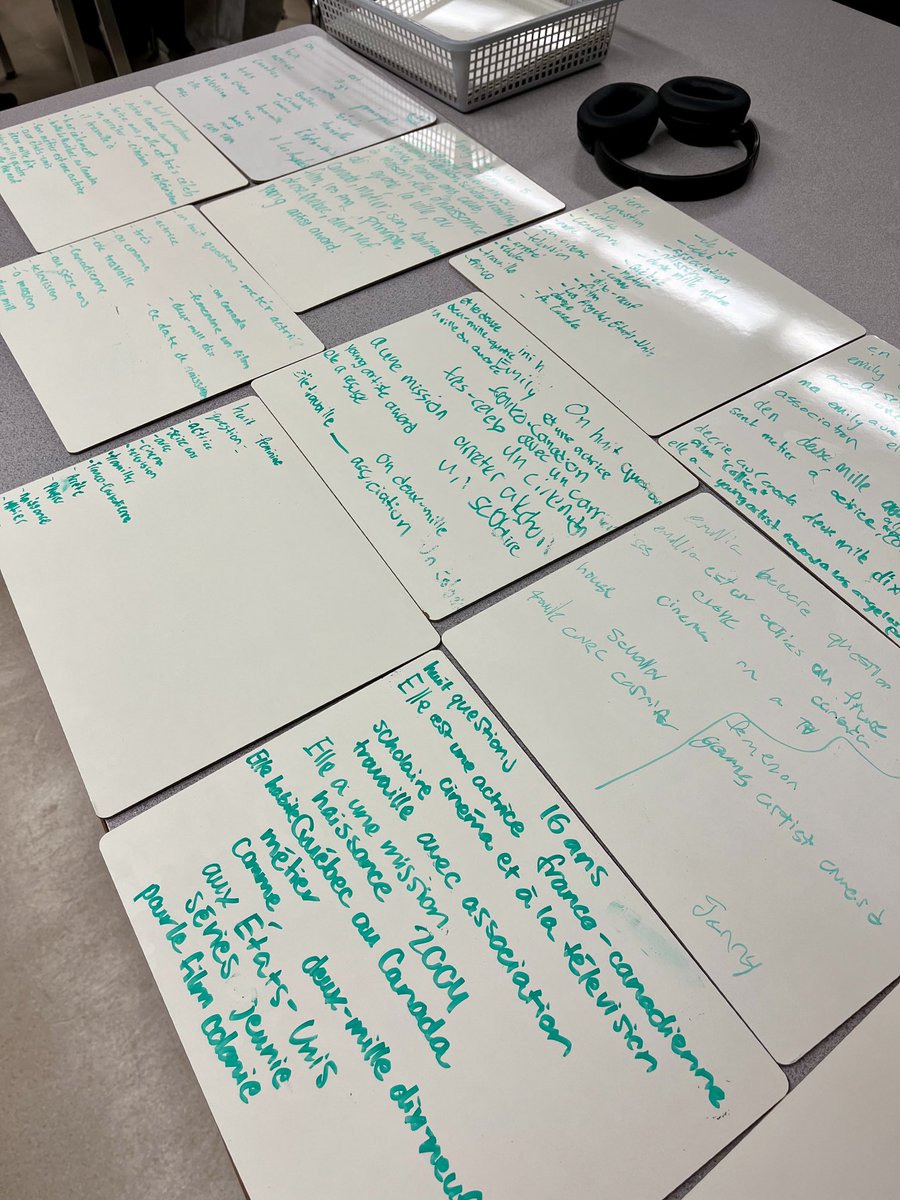 This is vocabulary &amp; knowledge building in action. This is what Core French 10 students heard &amp; recognized when hearing the first page of an article read out loud. They discussed with a partner, but used no other resources. Only 2 words needed explanation after this! #sd36learn
