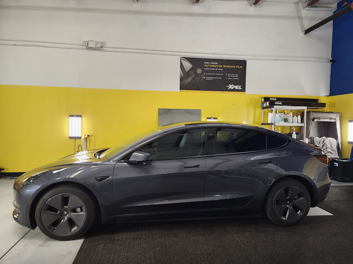 Tesla Model 3 windows tinted with Xpel XR Black Ceramic Window Film. 70% moonroof. 30% front doors. 20% rear doors and full one piece rear window #tintmanfl #xpel #windowtint #teslaclermont #teslaorlando #model #tesla #teslamodel #teslamotors #teslalife #teslamodels #modely