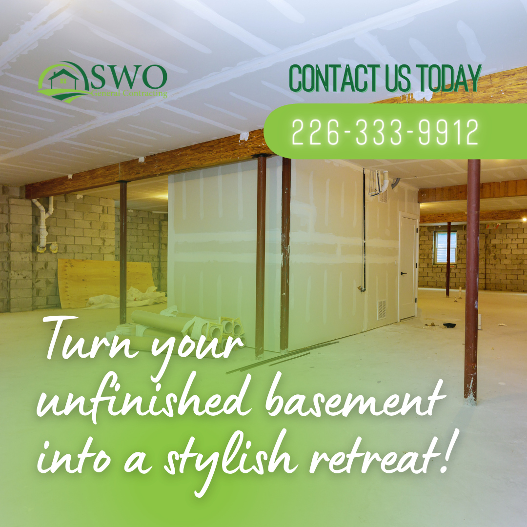 The team at SWO is here to help! We love a challenge, and we can work with you to come up with the perfect way to utilize your basement space to suit your needs. 👏

Contact us today for an in-home consultation! 📞 (226) 333-9912

#unfinishedbasement #basementrenovation