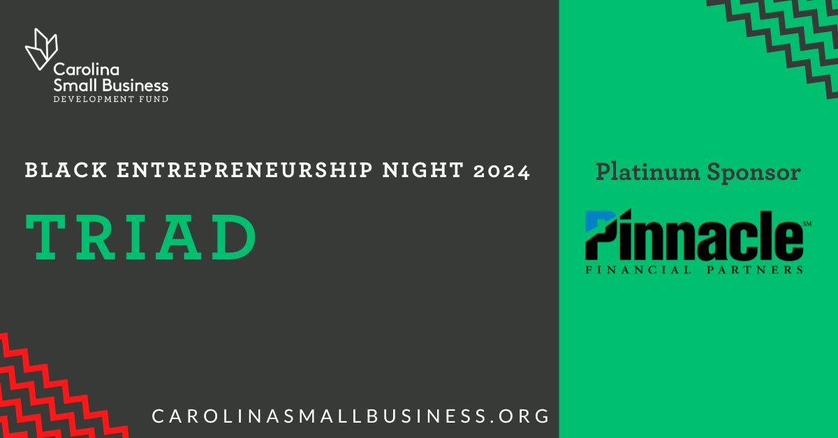 We would like to thank Pinnacle, the Platinum Sponsor for our sold-out Black Entrepreneurship Night, for their financial support and commitment to helping us celebrate North Carolina's Black entrepreneurial ecosystem!