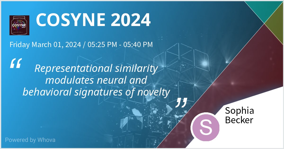 Wondering how representational similarities influence our perception of novelty and novelty-driven behaviors?

Then don't miss my talk this Friday in #Cosyne2024! 

Looking forward to great questions and discussions! 🤩😊