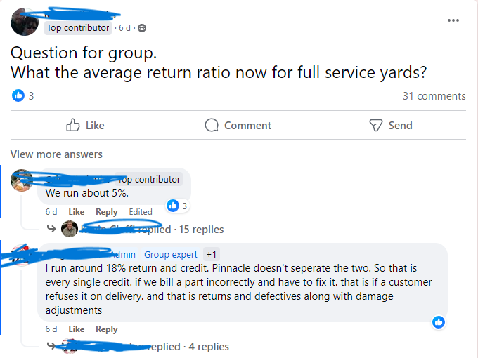 How often do you have to return your parts or components? Most of our guys have a 5% or less return rate but seems like a lot of you folks have bad experiences with parts yards...
