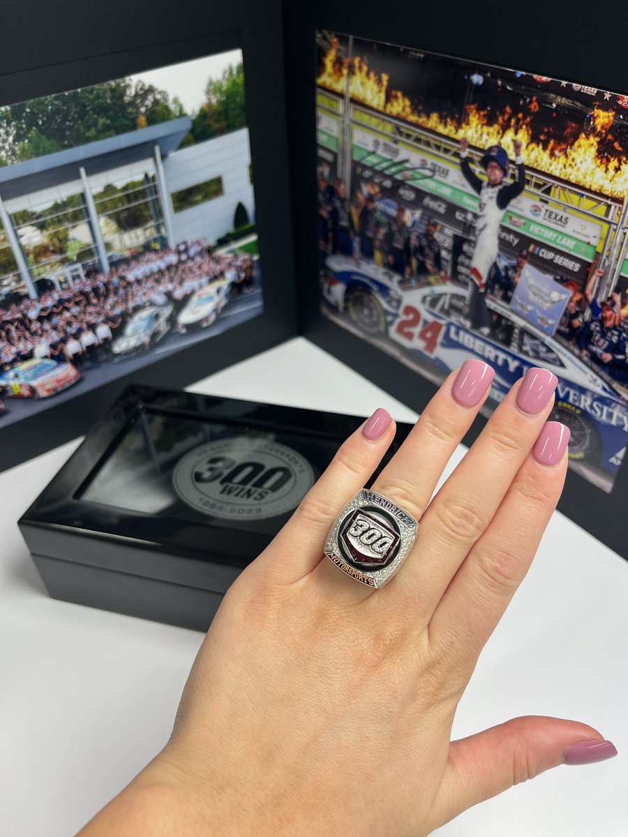 mgmirek_'s tweet photo. An awesome moment to be a part of Hendrick Motorsports during its 300th NASCAR win last szn in Texas. 

So awesome… we needed some real big rings to celebrate💍🏁

Ready for more victories to come! 
#HendrickMotorsports #NASCAR 
#300thwin https://t.co/5x4Ztys0Tw