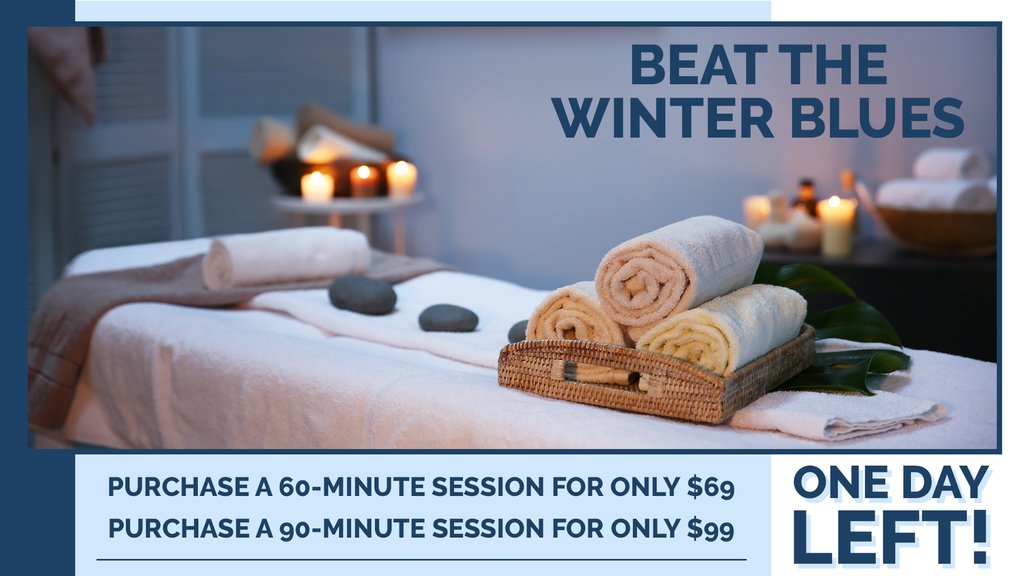There's only one day left to save with our Beat the Winter Blues Massage Specials!

Book Now: nurecreation.com/news/2024/2/12…