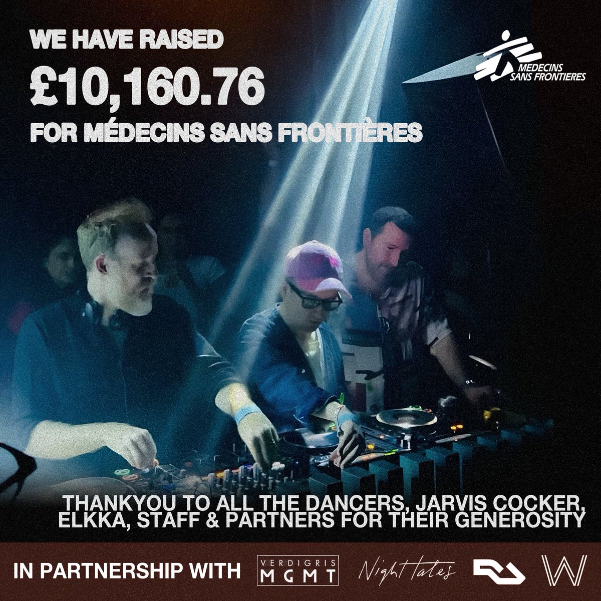 Thankyou to everyone who joined us on Friday night for our set at @NightTalesLDN alongside the fantastic Jarvis Cocker, @ElkkaMusic & @pempsey 🙏 Together, we raised £10,160.76 in funds for the fantastic @MSF ❤️🎉