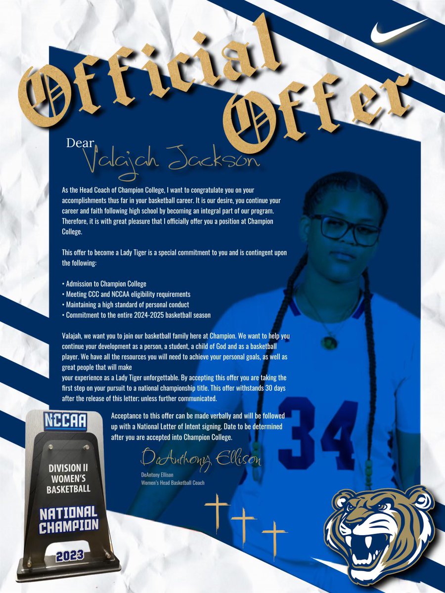 After a great conversation with Coach <a href="/CoachDellison/">Dee Ellison</a>, I am blessed to announce I have received my second offer from Champion College!@AnnaGirlsBBall