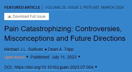 Should clinicians still use the term “pain catastrophizing”?🤔 And if not, what do you think should replace it? ❎@LauraConnoy & @FionaWebster1 say we need a new term jpain.org/article/S1526-… ✅Michael J.L. Sullivan & Dean A Tripp suggest to keep the name, change the concept…
