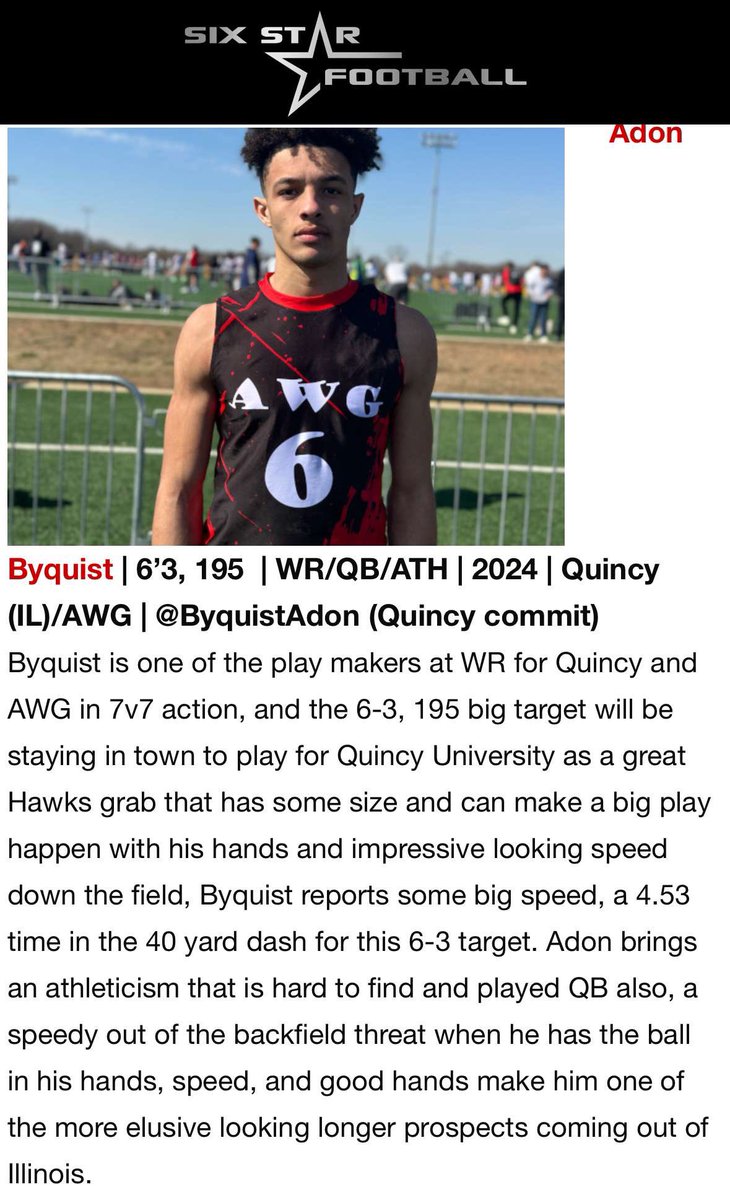 Thanks for the write up! Ready to bring my talent to @QUHawksFootball ! @6starfootballMO @Awg7v7 @CoachKirk_ #gohawks #program