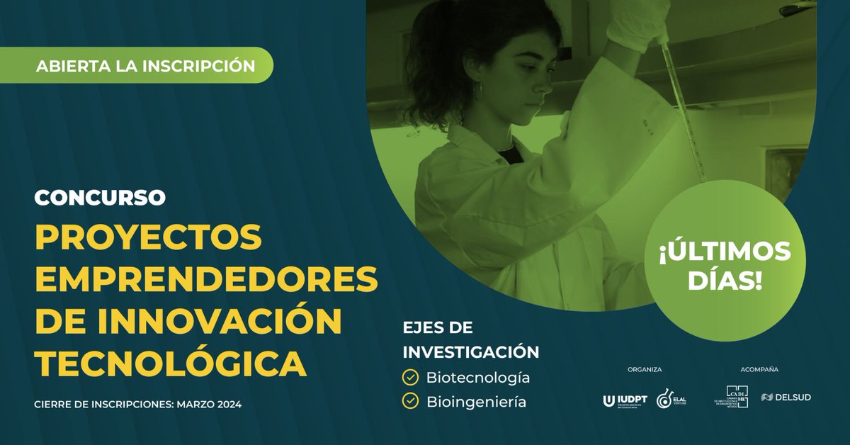 ¡¡Últimos días para inscribirte!!

✔️Ingresá a lnkd.in/d-zxuuy8
✔️Completá el formulario de postulación y plan de trabajo
✔️Envianos toda la información a: secretariacienciaytecnologia@iudpt.edu.ar

¡Tenés tiempo hasta el 1° de marzo!⌛